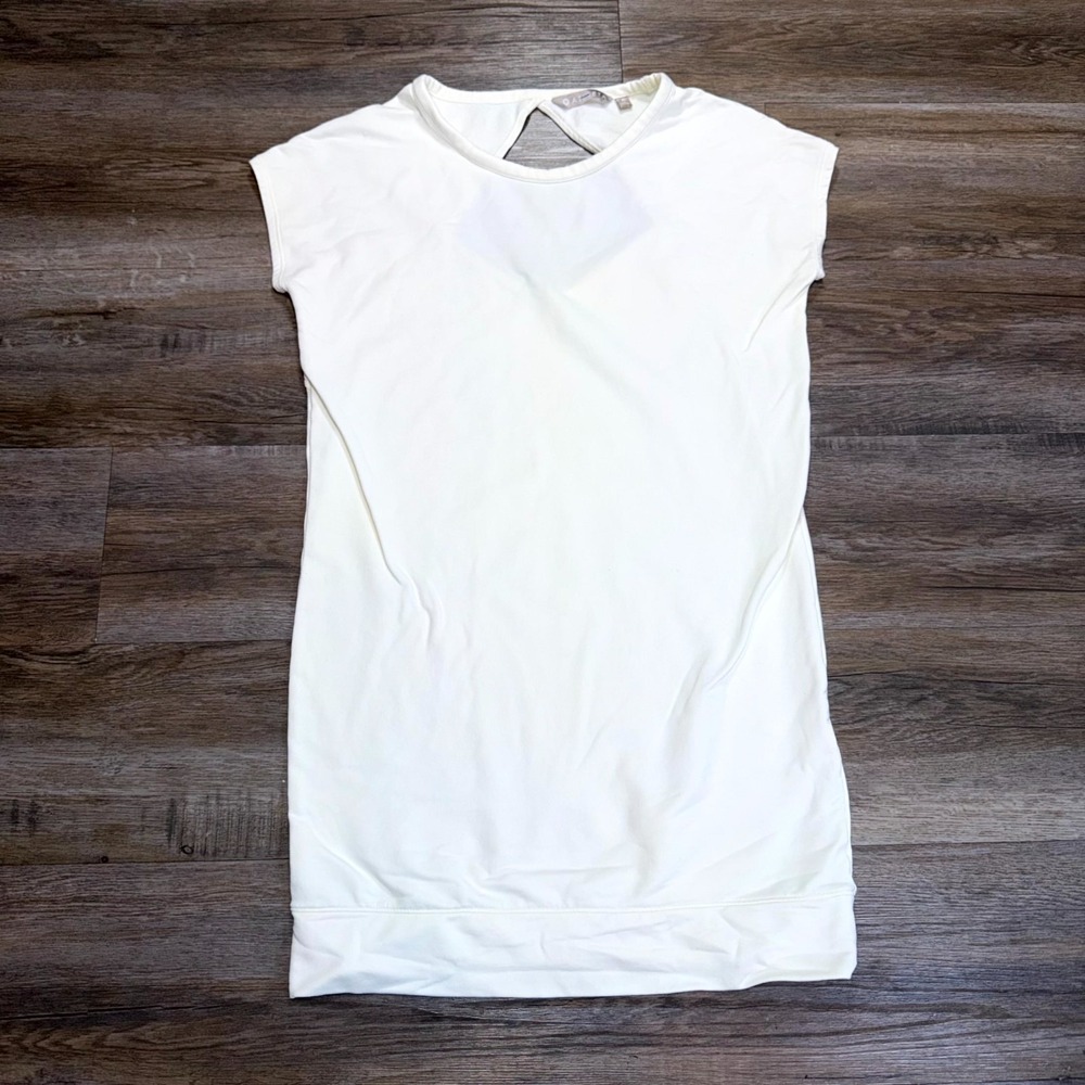 Athleta Cocoon Dress Womens Small White Cut-Out Back Round Neck Nylon Stretch